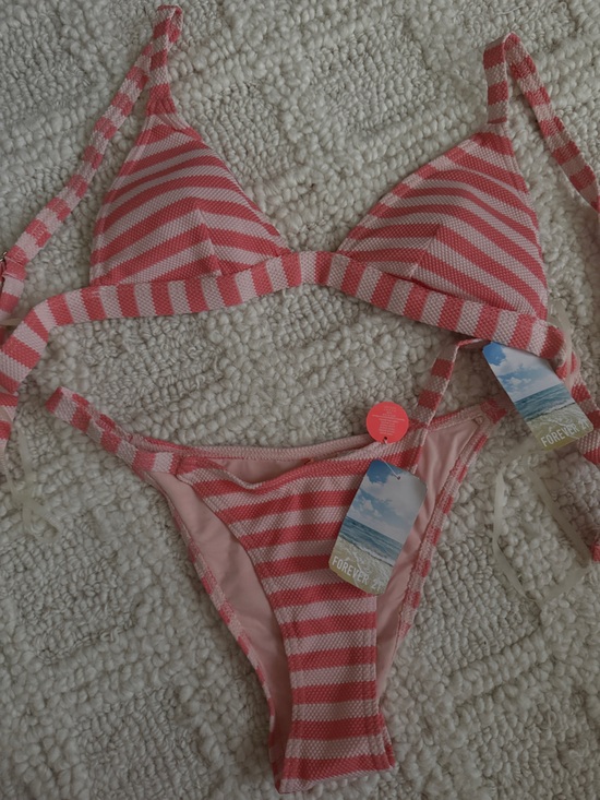 Forever 21 Other - Forever 21 Coral and Light Pink Striped Bikini Bottoms